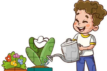 Niño regando