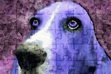 Basset Hound-Purple Art