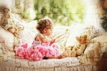 Girl with pink dress jigsaw puzzle