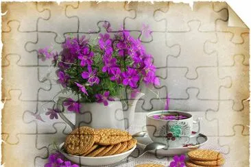 Floral Bouquet with Tea-Vintage Art jigsaw puzzle