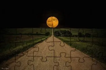 super moon over road jigsaw puzzle