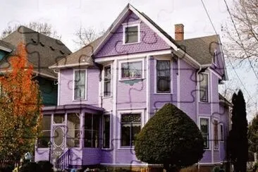 Purple House with Bowling Balls jigsaw puzzle