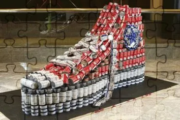 canned food as sneaker jigsaw puzzle
