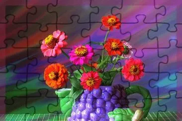 Beautiful Flowers in Grape Teapot