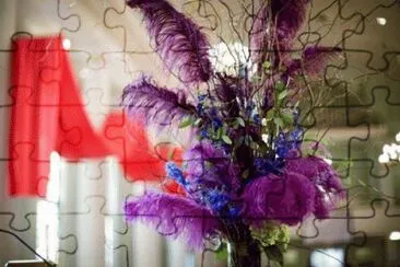 Centerpiece with Long Purple Feathers