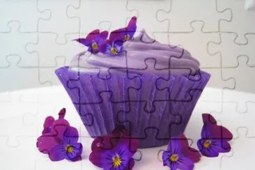 Pretty Cupcake and Violets jigsaw puzzle