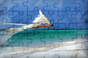 פאזל של Carribean beach  sea and boat