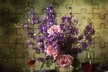 Purple Floral Still Life-Art