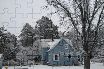 little blue house in the country jigsaw puzzle