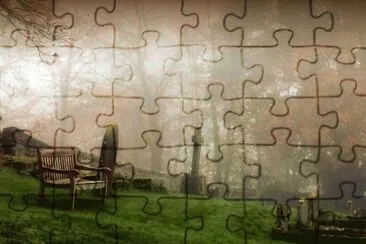 misty graveyard Miserden jigsaw puzzle
