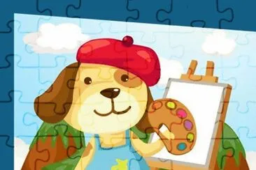 caricatura de perro pintor jigsaw puzzle