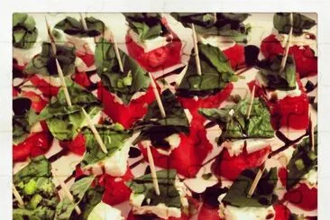goat cheese, basil, and watermelon