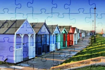Colourful beach huts