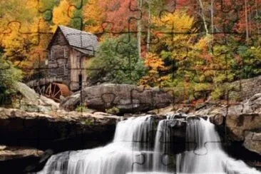mill and waterfall.