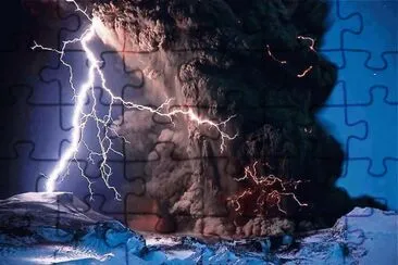 eruption with lightning