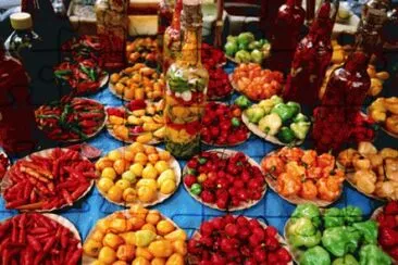 Peppers for sale at the Ipanema Market  Brasil