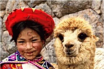 Child with Lama  Peru