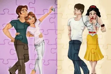 Rapunzel + Eugene  SnowWhite + prince jigsaw puzzle