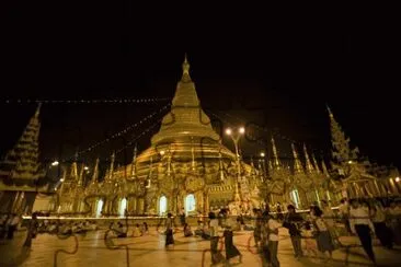Swedagon Pagoda in the evening  Yangon  Myanmar