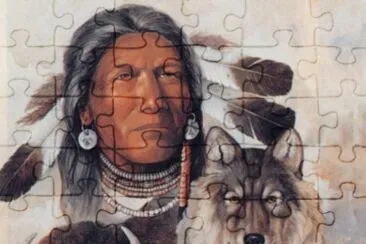 Indian with Wolf