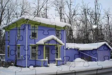 Snow Covered Purple House
