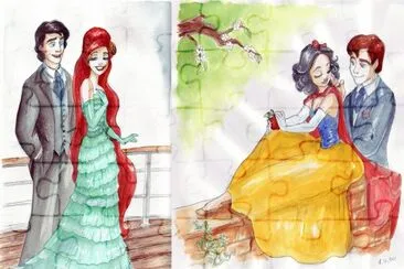 Ariel + Eric  SnowWhite + prince jigsaw puzzle