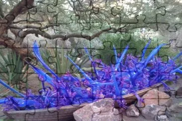 Blue and Purple Garden Glass Art jigsaw puzzle