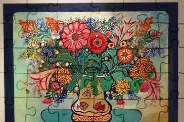 Painting from Jose Capricorne Flower on Blue Table jigsaw puzzle