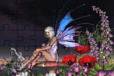 פאזל של Fairy around with Flowers