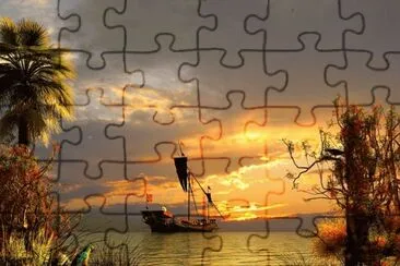 פאזל של Sailboat at Sunset