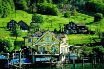 CASAS Y LAGO. jigsaw puzzle