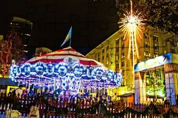 Christmas Carousel in Westlake Park-Seattle jigsaw puzzle