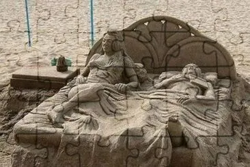 Escultura de areia jigsaw puzzle