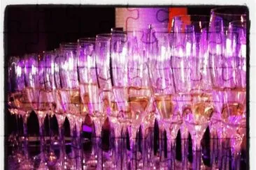 Serving  the Champange under a Purple Hue