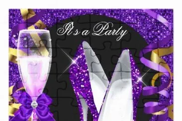 Purple Glitter Party Invitation