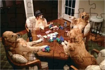 Dogs playing card jigsaw puzzle
