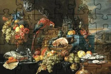 A Richly Laid Table with Parrots jigsaw puzzle