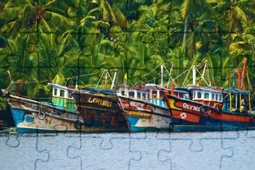 פאזל של Boats  Kerala India