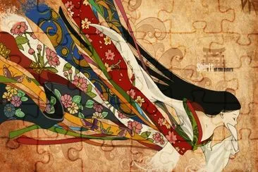 Wearing a colorful Kimono jigsaw puzzle