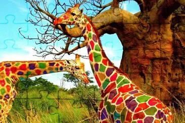 Colorful Giraffes jigsaw puzzle