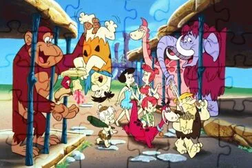 Fred and Wilma Flintstone,  Betty and Barnie Rubble jigsaw puzzle