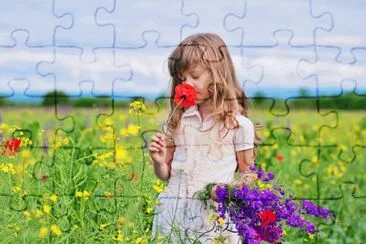 chica con flores jigsaw puzzle