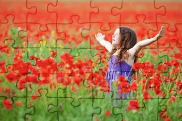 chica flores rojas jigsaw puzzle