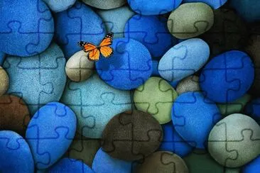 Blue with Butterfly jigsaw puzzle