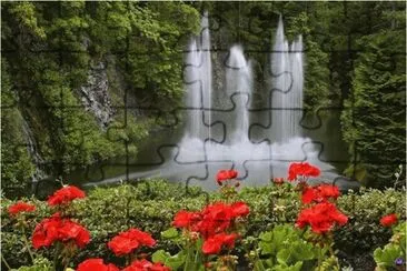 Waterfall and Flowers
