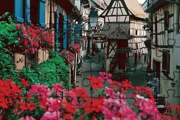 Street in Eguisheim  Alsace  France