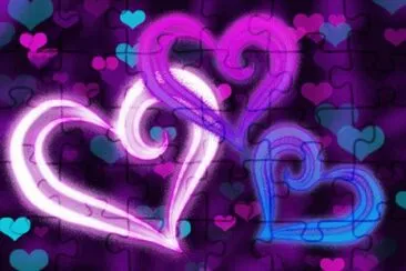 פאזל של Colorful Abstract Hearts