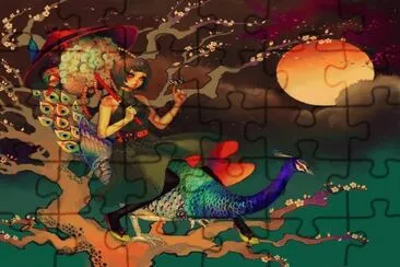 Riding on a Peacock jigsaw puzzle