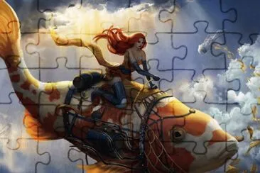 Fantasy Girl on a Fish jigsaw puzzle