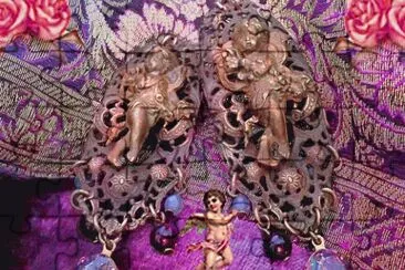 Antique Lilac Cherub Earrings
